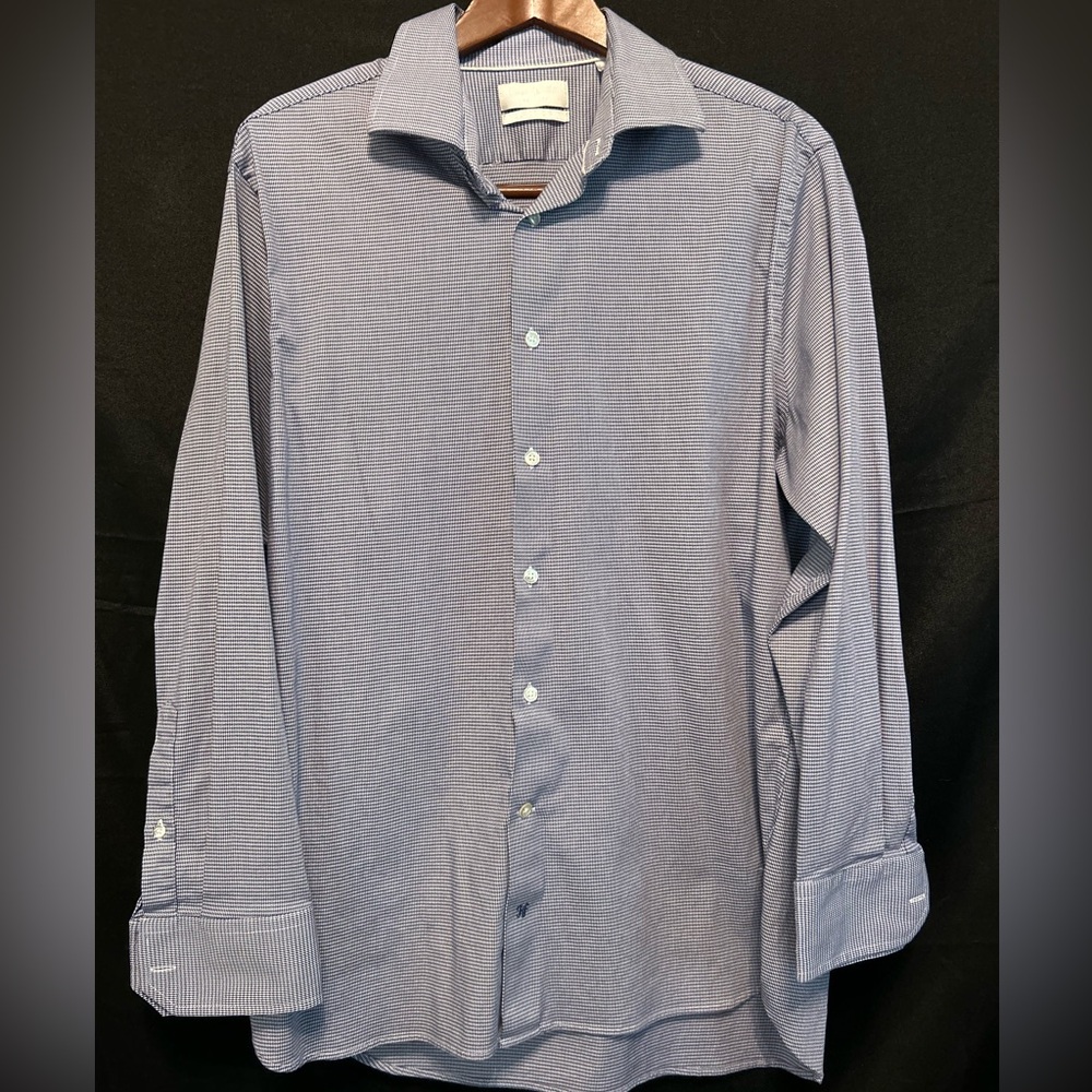 Hickey Freeman Classic Fit Shirt Mens 16-16.5 34/35 Blue Long Sleeve Button Up